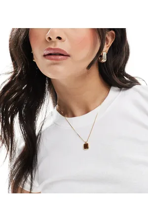 ASOS 14k plated necklace with real tigers eye pendant