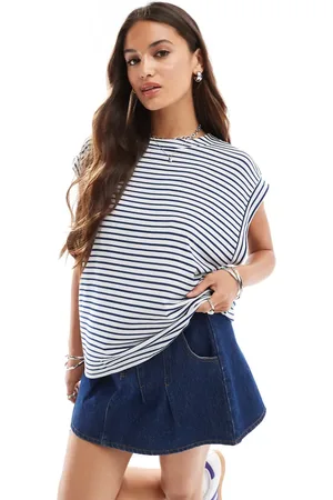 ASOS Drop armhole tank in navy and white stripe