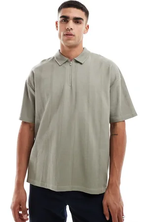 ASOS Oversized cotton comb polo in khaki