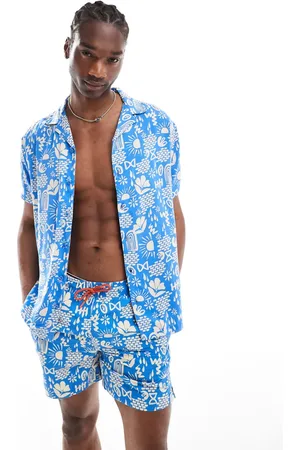 Hunky Trunks Abstract print beach shirt co ord in