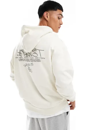 ASOS Oversized hoodie with graffiti prints in beige