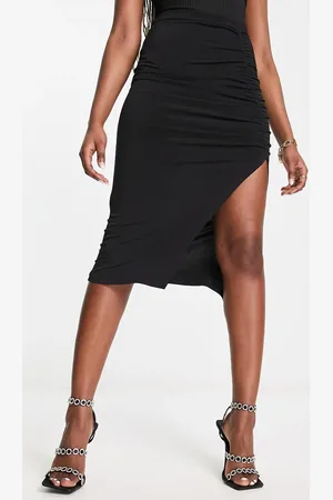 Flounce London Ruched midi skirt in