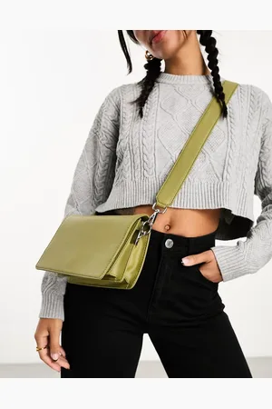 ASOS Leather multi compartment crossbody bag in light