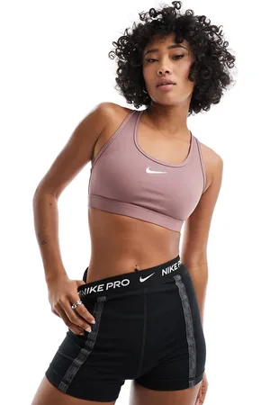 Nike Swoosh Dri-Fit medium support sports bra in smokey mauve