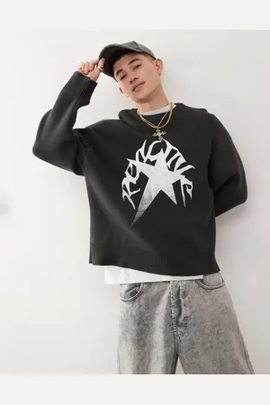 Weekday Cypher oversized jumper with star jacquard graphic in dark