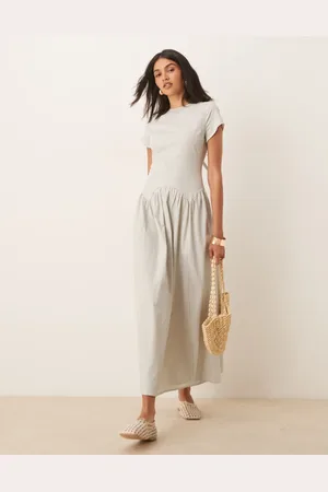 ASOS Dropped waist t shirt maxi dress in stripe print