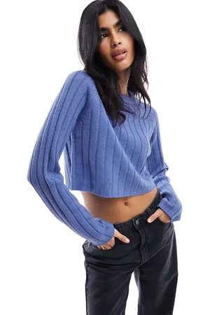 ASOS Crop jumper with crew neck in rib in