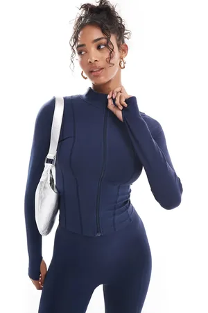 ASOS Seamless sculpting long sleeve zip through top co-ord with seam detail in