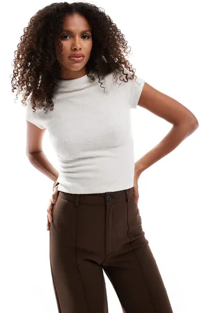Pull&Bear Soft touch cap sleeve tee in beige