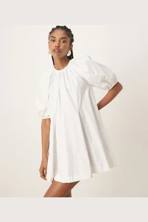 ASOS Puff sleeve cotton poplin mini dress in