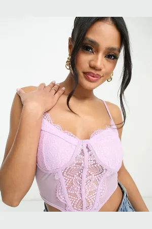 NaaNaa Corset top in lilac with lace