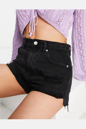 Pull&Bear High waisted denim mom shorts with rips in