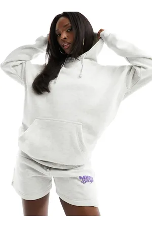 Missyempire Oversized back logo hoodie co-ord in light marl