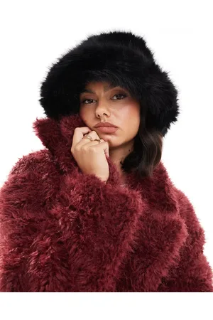 My Accessories Oversized fuzzy fur bucket hat in