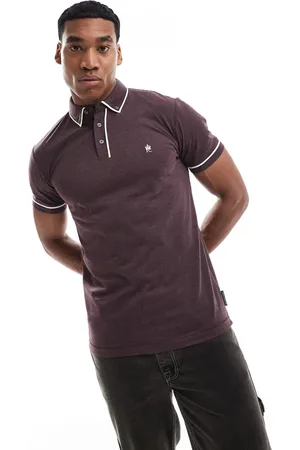 French Connection French Connection piping polo in burgundy melange