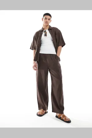 Pull&Bear 100% linen wide leg co-ord trouser in