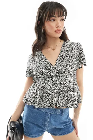 Pimkie Peplum blouse in black floral