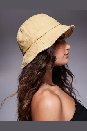 South Beach Cotton bucket hat in washed butter yellow