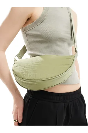 ASOS Nylon sling crossbody bag in light khaki
