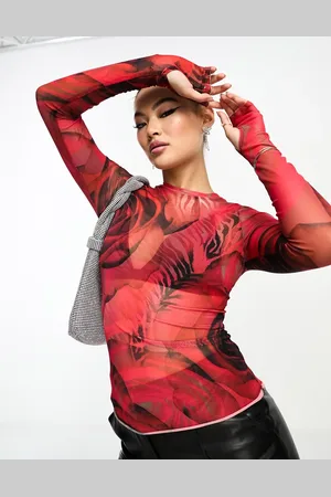 AFRM Kaylee long sleeve mesh top with rose print