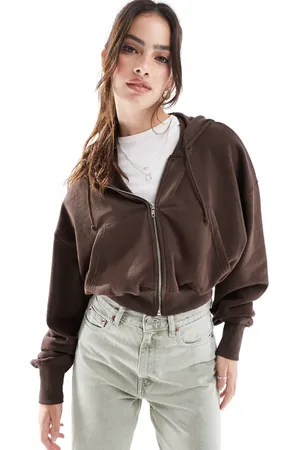 Stradivarius STR zip front cropped hoodie in