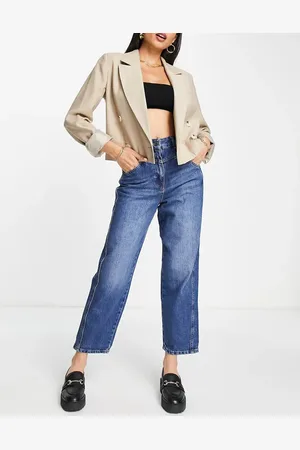 Whistles Authentic seam detail straight jeans in mid