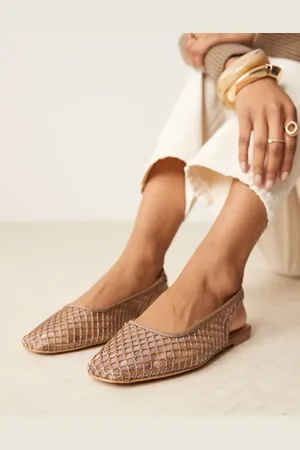 ASOS Lisse point-toe slingback ballet in taupe weave
