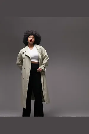 Topshop Curve ultimate trench coat in stone