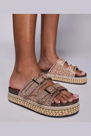 AZALEA WANG Ezri embellished footbed sandals in rose