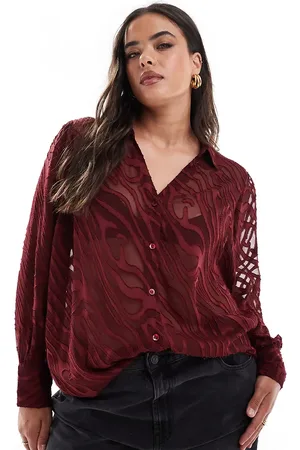 Yours Sheer burnout shirt in oxblood