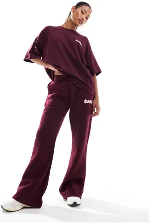 Kaiia Wide leg joggers co-ord in burgundy