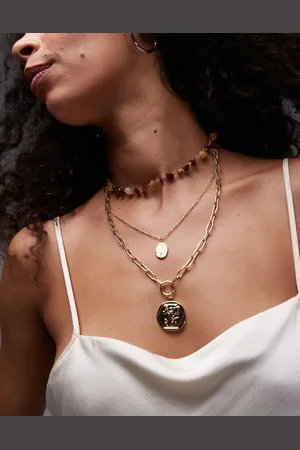 Topshop Nealy multi chain charm necklace in tone
