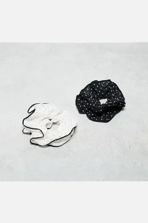 Accessorize Polka dot organza hair scrunchie 2 pack in black and