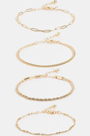 ASOS Pack of 4 fine chain bracelets in tone
