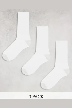 ASOS 3 pack sock in with grey heel and toe detail