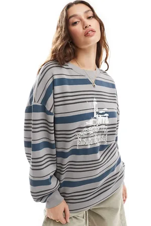 Daisy Street Retro stripe sweatshirt with newport rhode island graphic