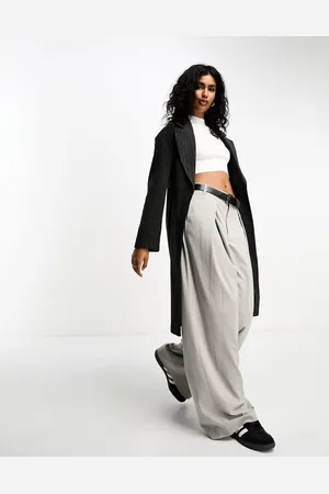 Bershka Oversized tailored coat in pinstripe