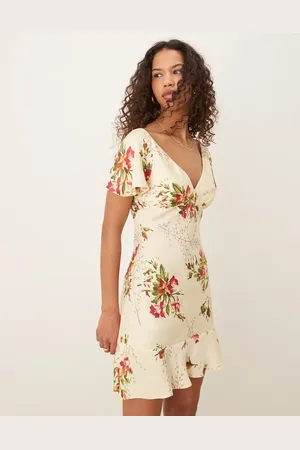 ASOS Flutter sleeve mini dress in floral print