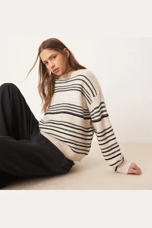 ASOS Textured knit jumper in ecru stripe