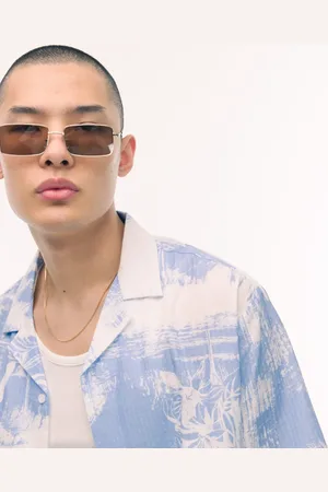 Topman Short sleeve blurred floral seersucker revere shirt in