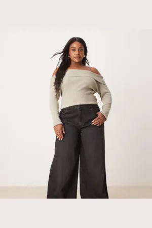 ASOS ASOS DESIGN Curve soft wide leg jean in washed