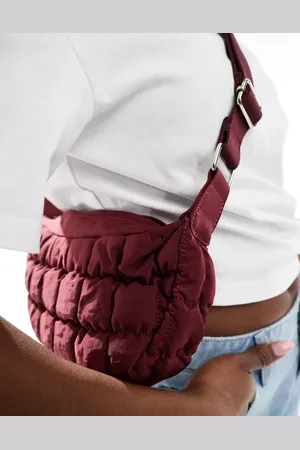 Cotton On Cotton On mini bowie quilted bubble crescent bag in burgundy