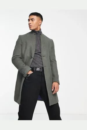 Gianni Feraud Long line wool coat in dark green