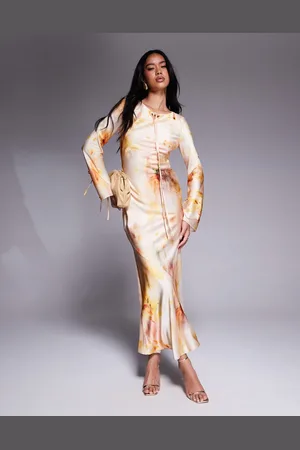 DASKA Satin maxi dress in floral abstract print