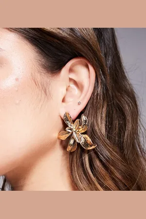 8 Other Reasons 18ct plated lotus flower statement stud earrings