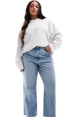 ASOS ASOS DESIGN Curve ankle grazer straight leg jean in light mid - MBLUE