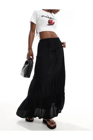 Pull&Bear Tiered maxi skirt in