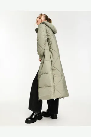 JDY Longline padded coat in sage