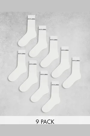 JACK & JONES 9 pack ribbed logo socks in