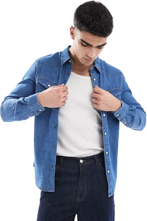 Wrangler Western denim shirt in midwash
